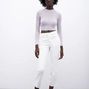 Zara ZW THE DREED FLARE White JEANS